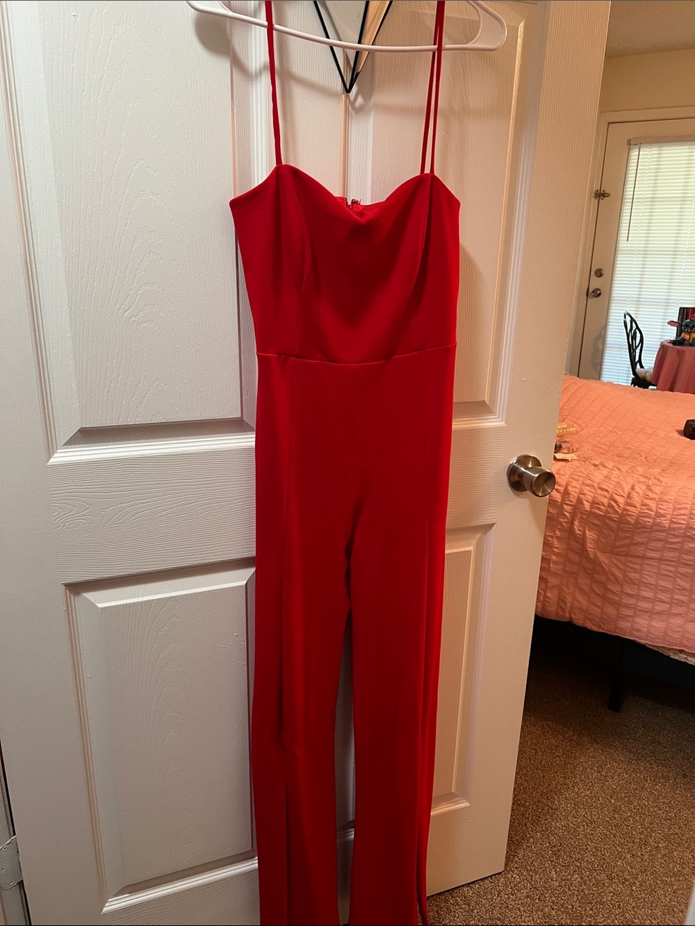 Red Strappy Wide-Leg Jumpsuit - Picture 4 of 4